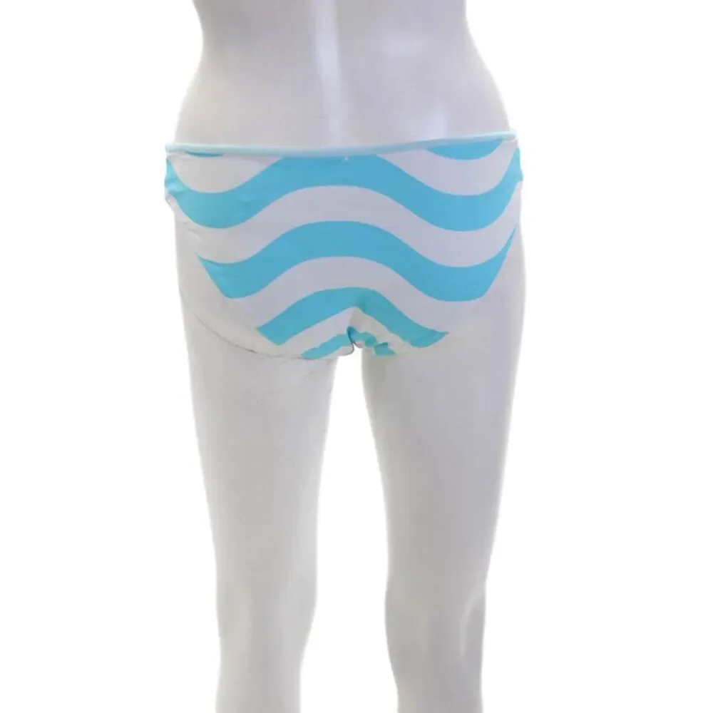 Solid & Striped Womens Reversible Wavy Striped Swim Bottoms Blue Size M